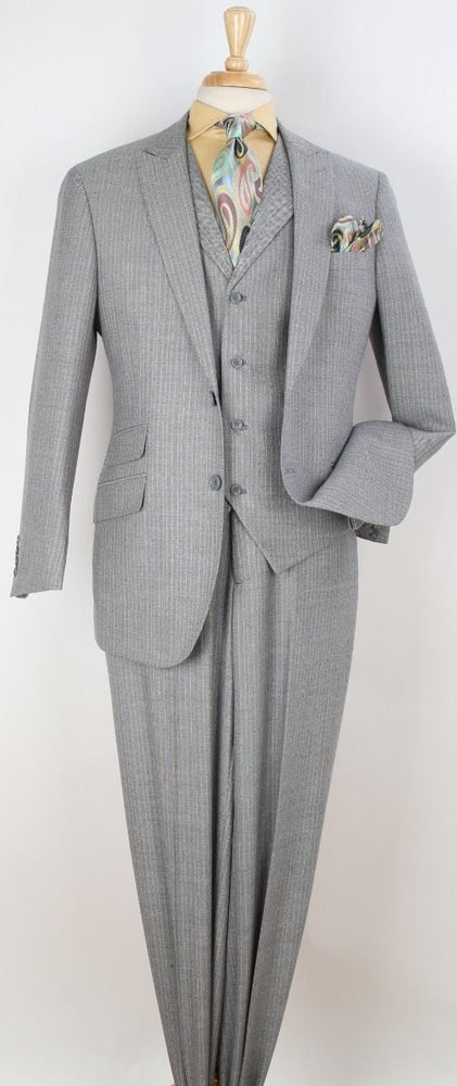 Apollo King Men's Outlet 100% Wool 3pc Fashion Suit Stylish Peak Lapel
