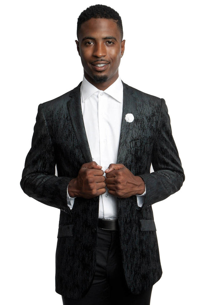 Men's Slim Fit Tie Dye Gradient Sports Coat in Black