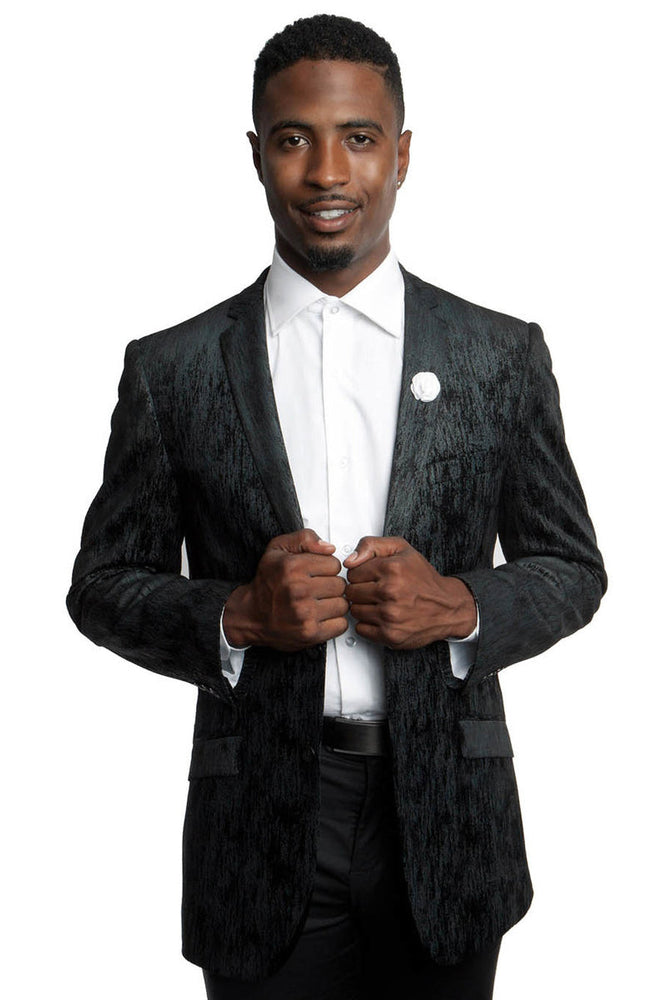 Men's Slim Fit Tie Dye Gradient Sports Coat in Black