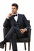  Navy Blue Vintage Tweed Wedding Suit
