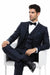  Navy Blue Vintage Tweed Wedding Suit