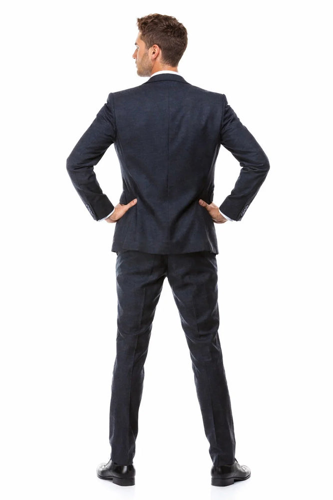  Navy Blue Vintage Tweed Wedding Suit