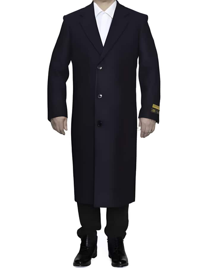 Navy Wool Coat | Long Winter Dress Coat | Ankle-Length Overcoat