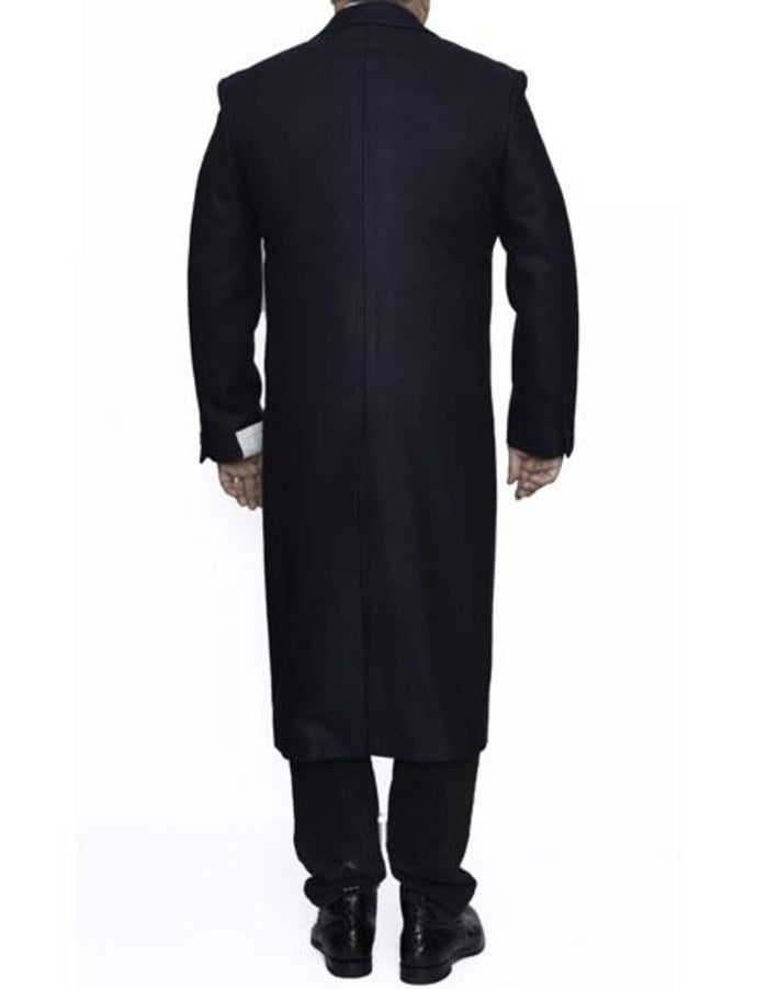 Navy Wool Coat | Long Winter Dress Coat | Ankle-Length Overcoat