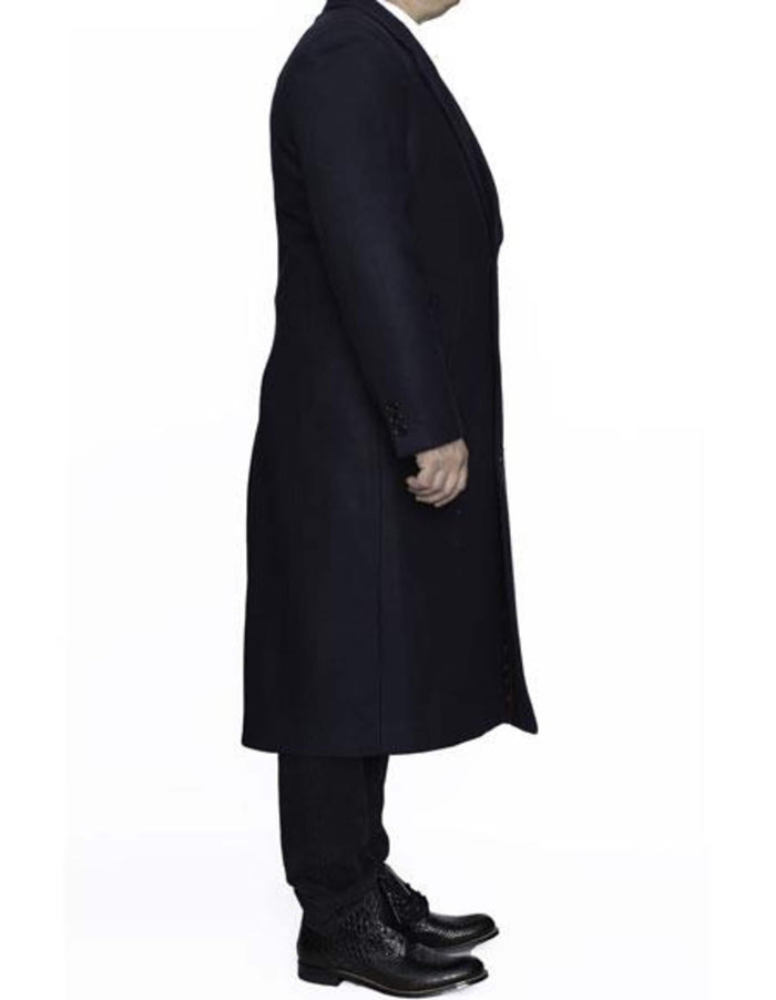 Navy Wool Coat | Long Winter Dress Coat | Ankle-Length Overcoat