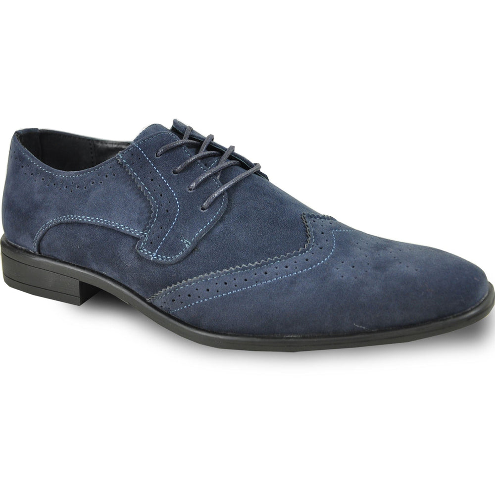 Cheap Discounted Priced - Navy  Vegan Suede Wingtip Dress Shoe for Men - Wedding & Prom 2025