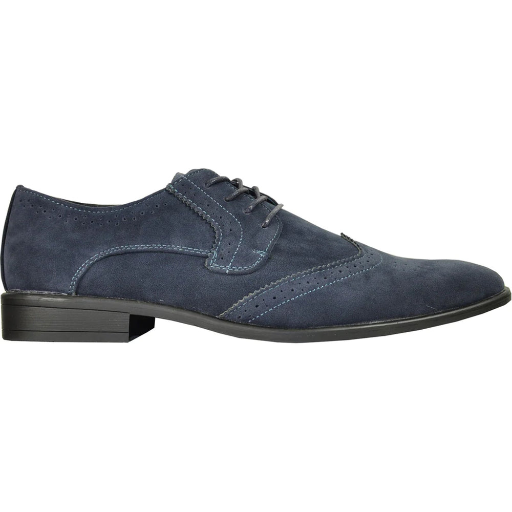 Cheap Discounted Priced - Navy  Vegan Suede Wingtip Dress Shoe for Men - Wedding & Prom 2025