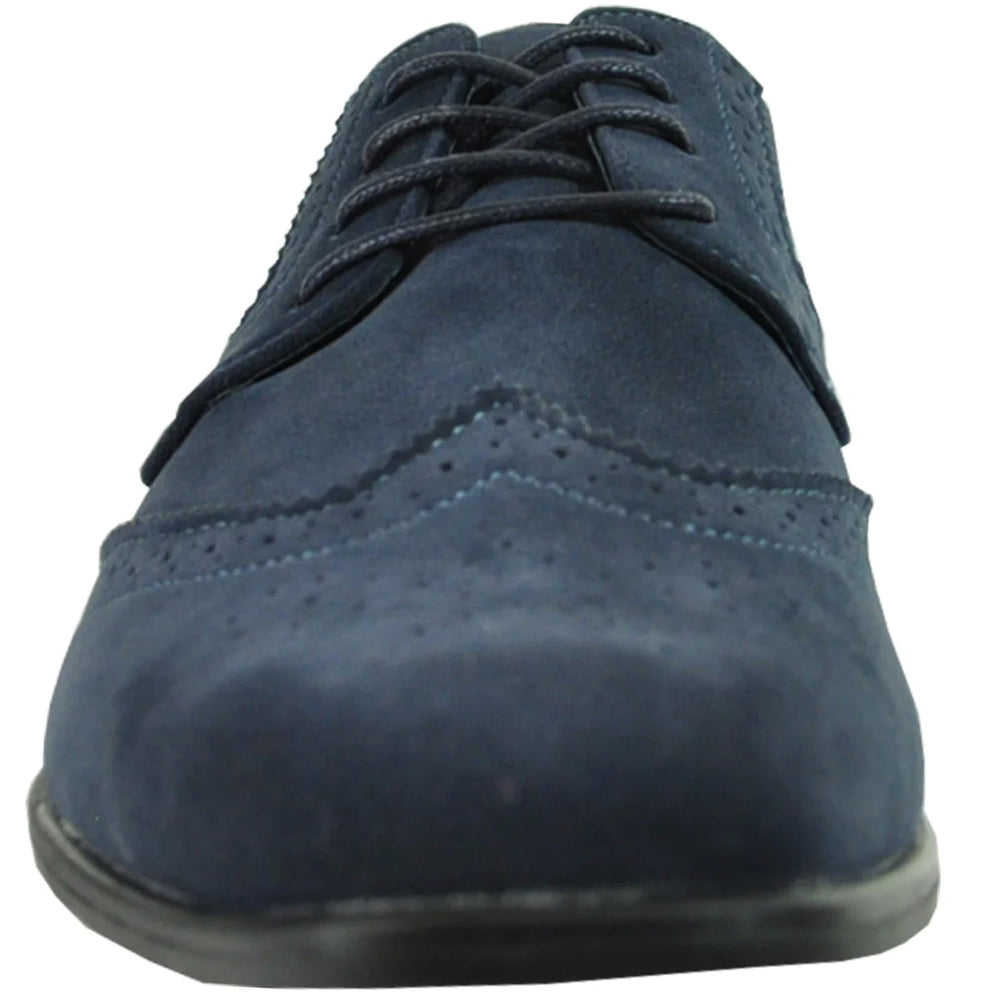 Cheap Discounted Priced - Navy  Vegan Suede Wingtip Dress Shoe for Men - Wedding & Prom 2025