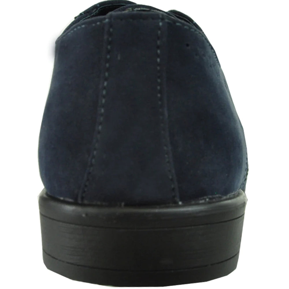 Cheap Discounted Priced - Navy  Vegan Suede Wingtip Dress Shoe for Men - Wedding & Prom 2025