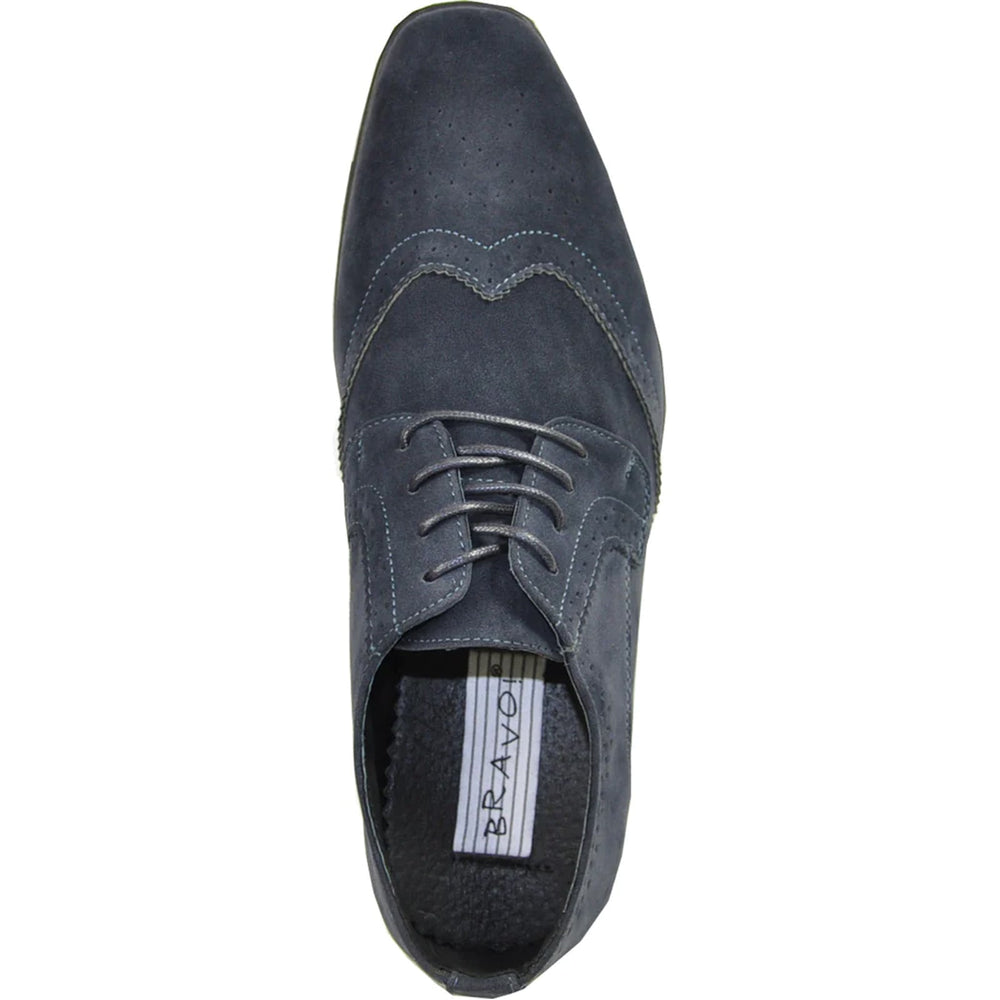 Cheap Discounted Priced - Navy  Vegan Suede Wingtip Dress Shoe for Men - Wedding & Prom 2025