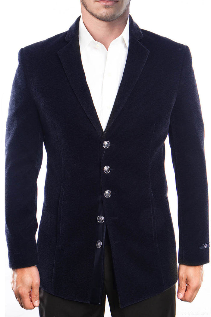 Men's Vintage Velvet Navy Coat