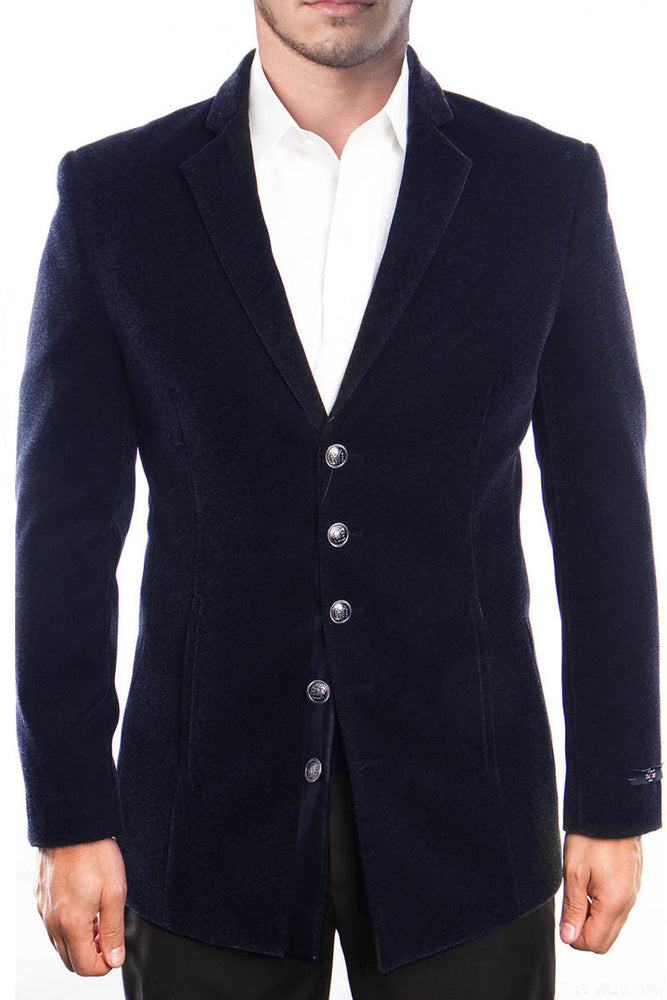 Men's Vintage Velvet Navy Coat