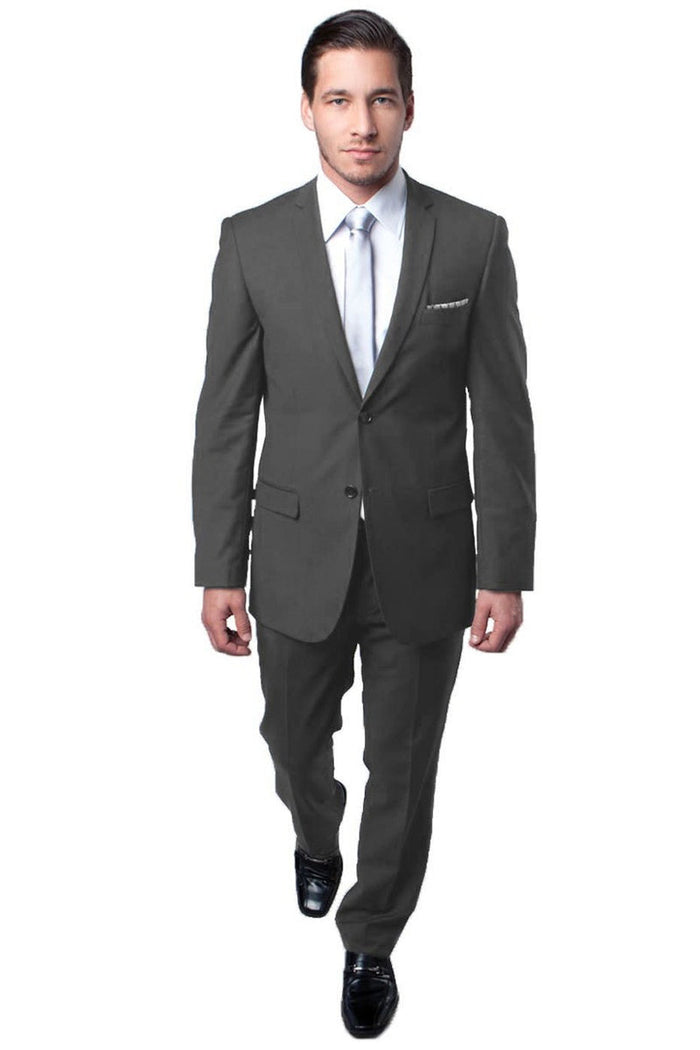 Men's Grey Slim Fit Wedding Suit by Tazzio Suits