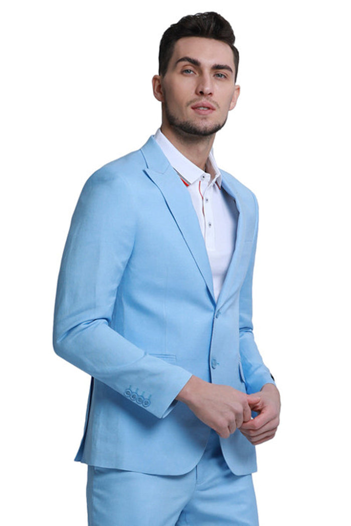 Men's Slim Fit Double Breasted Wedding Suit with Gold Buttons in Black
