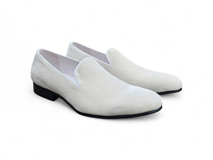 Carrucci Off-White Velvet Loafers - Luxury Dress Shoe