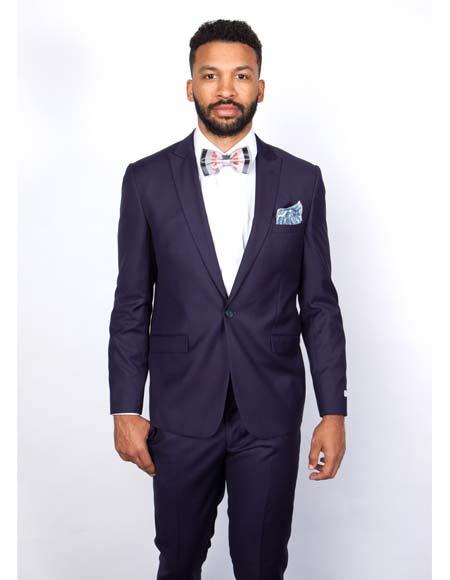 Men’s Slim Fit 100% Wool Suit by Rossiman Rossi | Peak Lapel Jacket & Plum Tapered Pants – Italian Tailored Luxury 3-Piece Suit