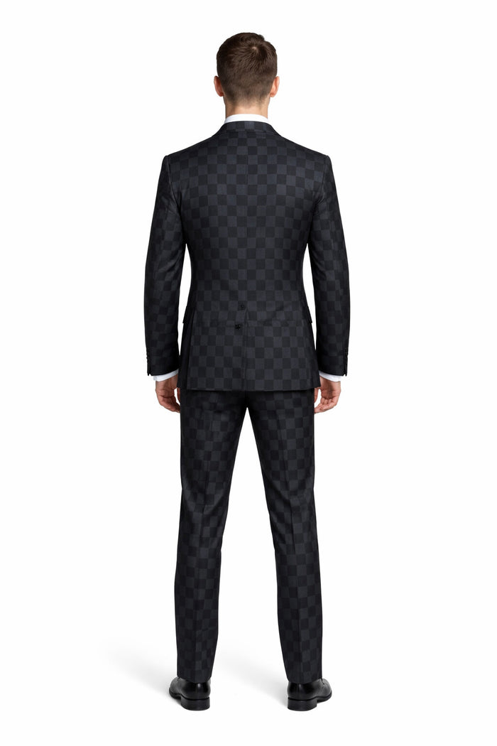 Onyx Checkmate Checkerboard 3-Piece Prestige Suit by Rossiman