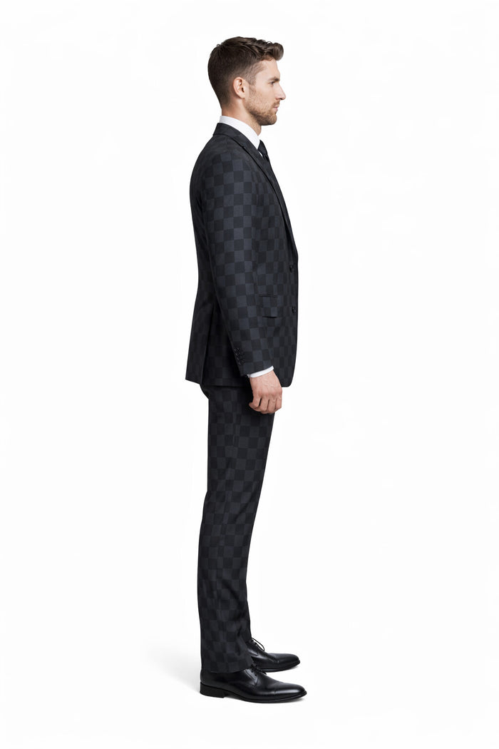 Onyx Checkmate Checkerboard 3-Piece Prestige Suit by Rossiman
