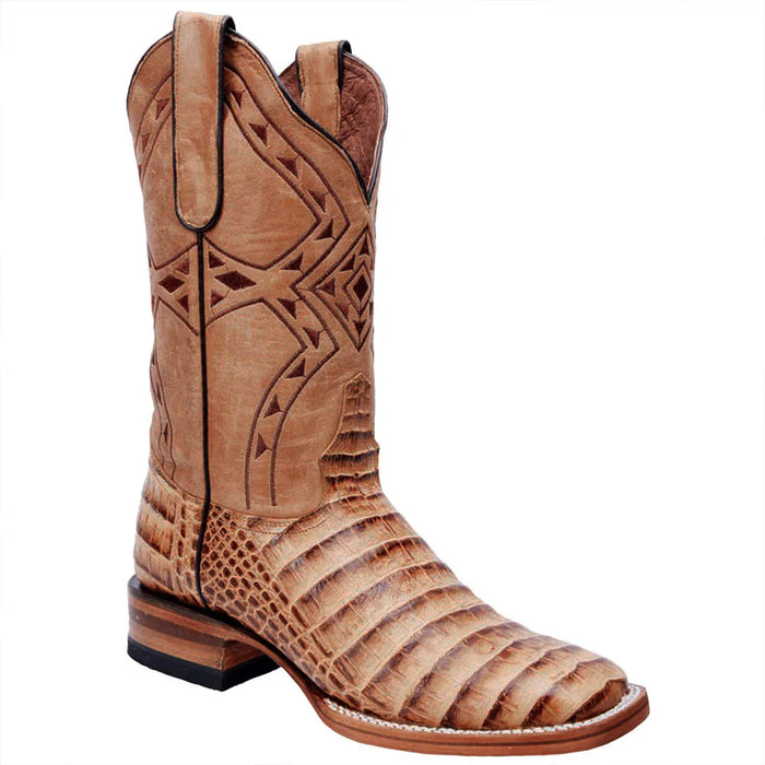 Mens White Diamond Boot Oryx Crocodile Print Boots Square Toe