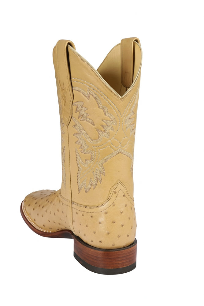 Men's Los Altos Ostrich Skin Wide Square Toe Boots - B