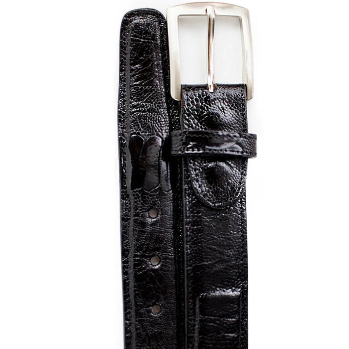 Mens Genuine Ostrich Leg Dress Belt in Black