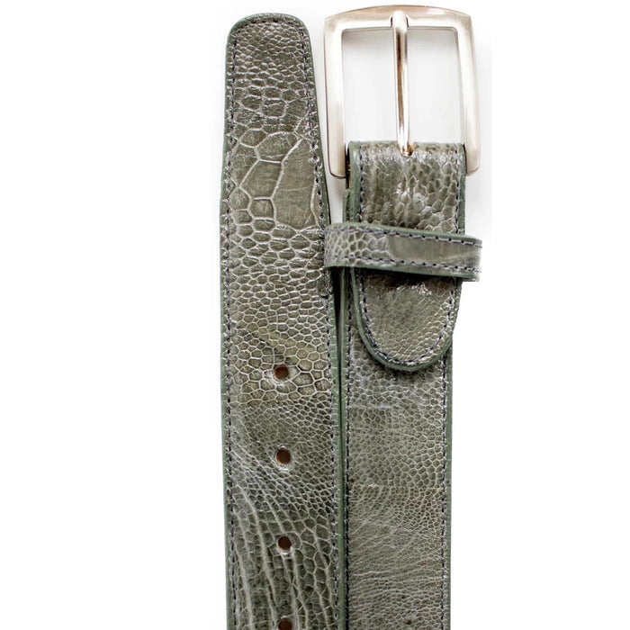 Mens Genuine Ostrich Leg Dress Belt in Grey