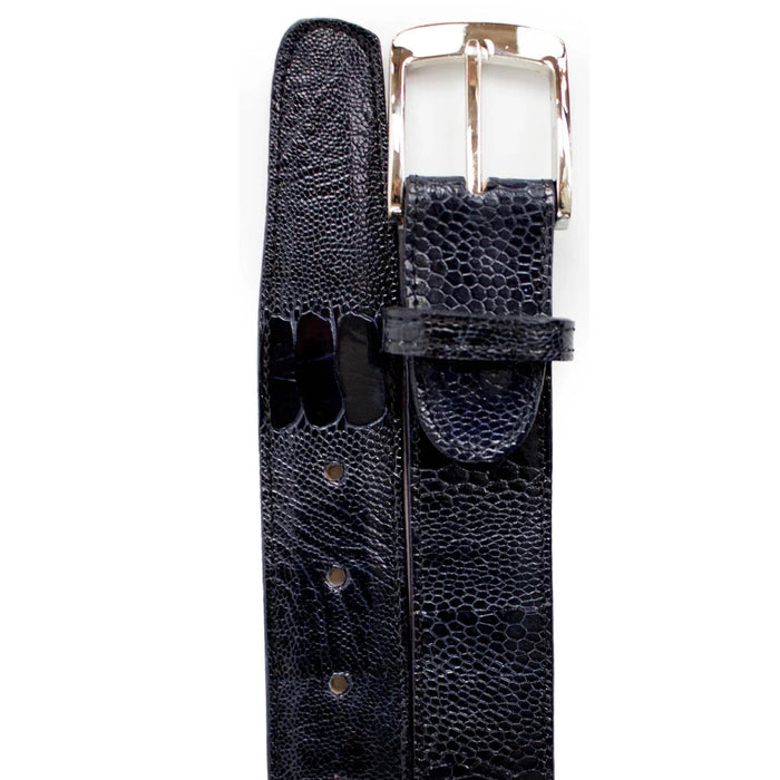 Mens Genuine Ostrich Leg Dress Belt in Navy Blue