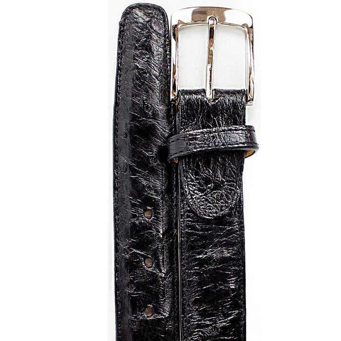 Mens Genuine Ostrich Quill Dress Belt in Black