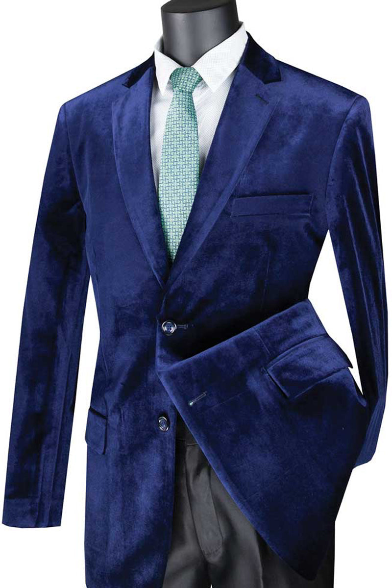 Men's Modern Fit 2 Button Shawl Lapel Red velour Men's blazer Jacket