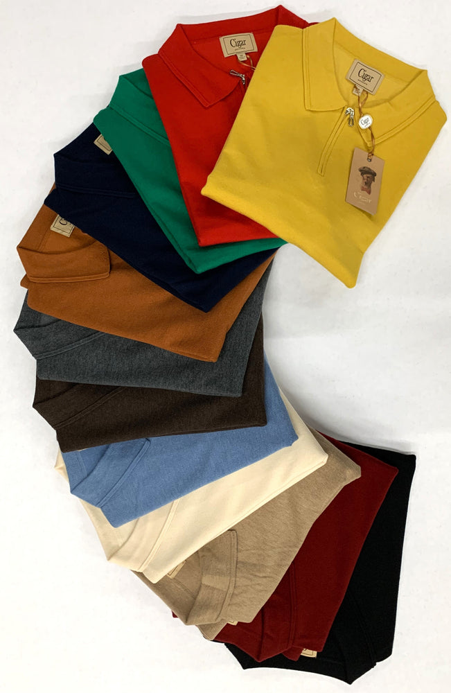 Cigar Couture 1/4 Zipper Polo Sweater Solid Color