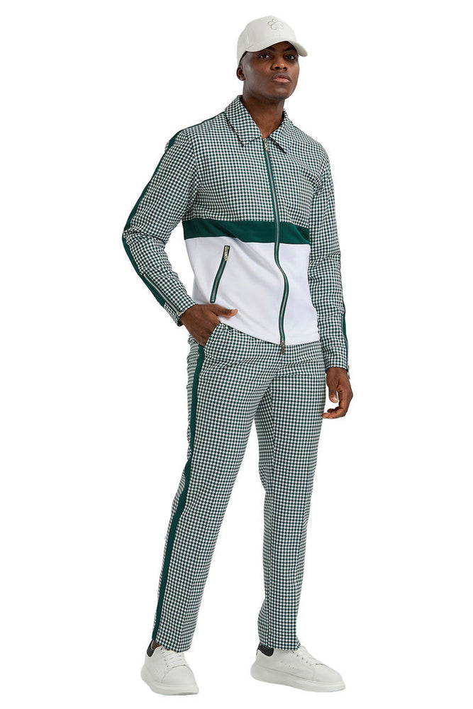 Men's Hunter Green Houndstooth Walking Suit in Tazzio Suits