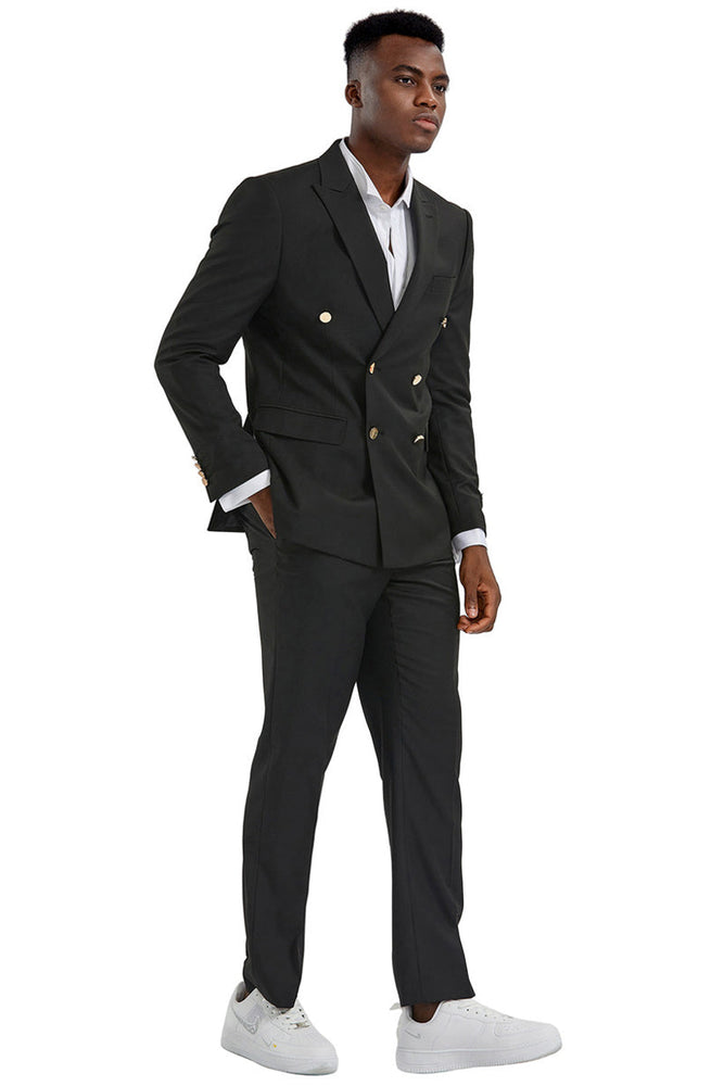 Men's Hunter Green Pinstripe Double Breasted Suit