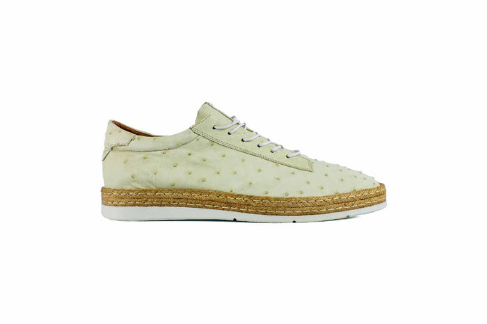 P010 Monaco Genuine Ostrich Sport- Off White Cream