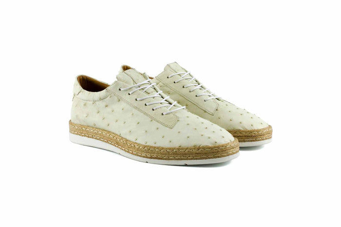 P010 Monaco Genuine Ostrich Sport- Off White Cream