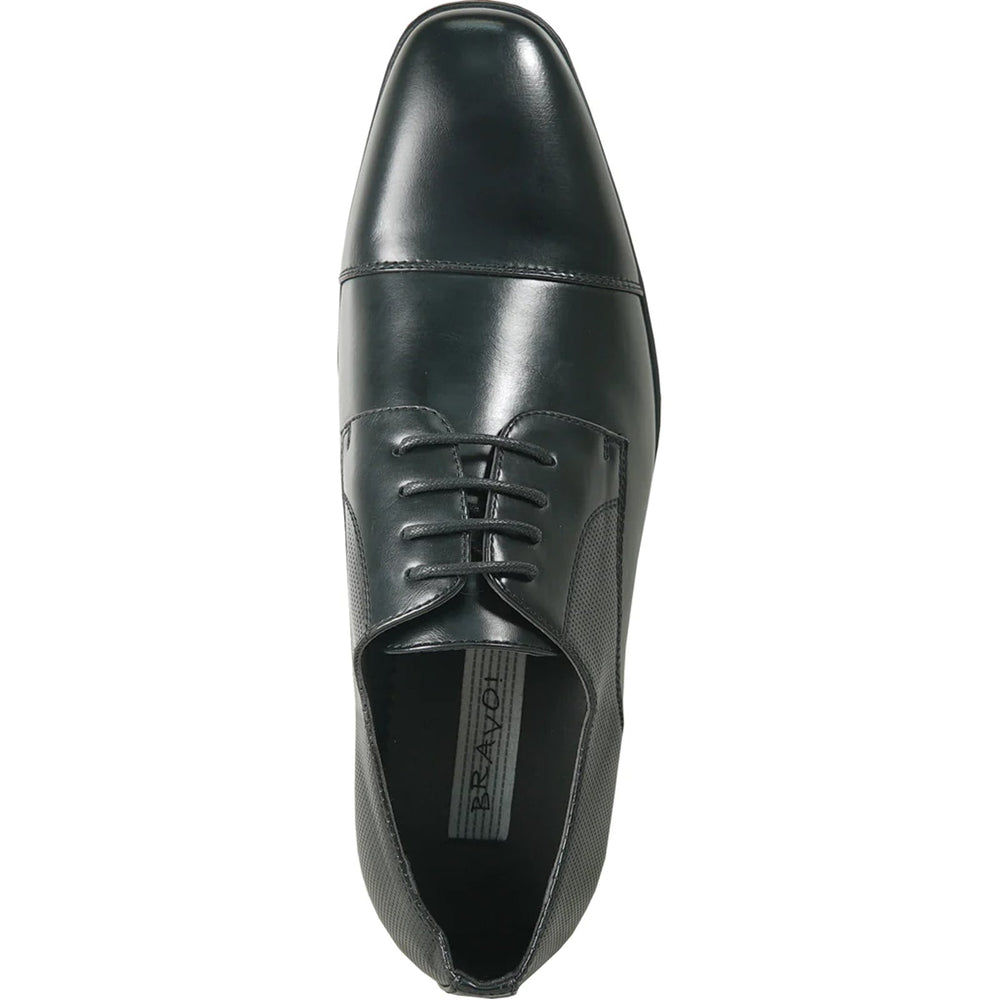 Bravo Mens Antique Cap Toe Lace Up Oxford Dress Shoe in Black