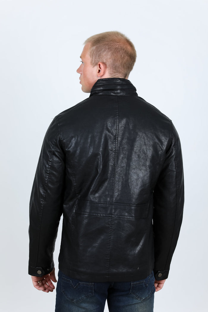 Mens Black Platini Western Leather Jacket - Vintage Cowboy Style