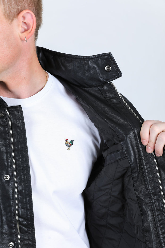 Mens Black Platini Western Leather Jacket - Vintage Cowboy Style