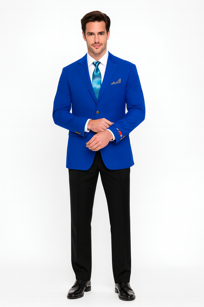 Pacelli Men's Classic Royal Blue Blazer Jacket