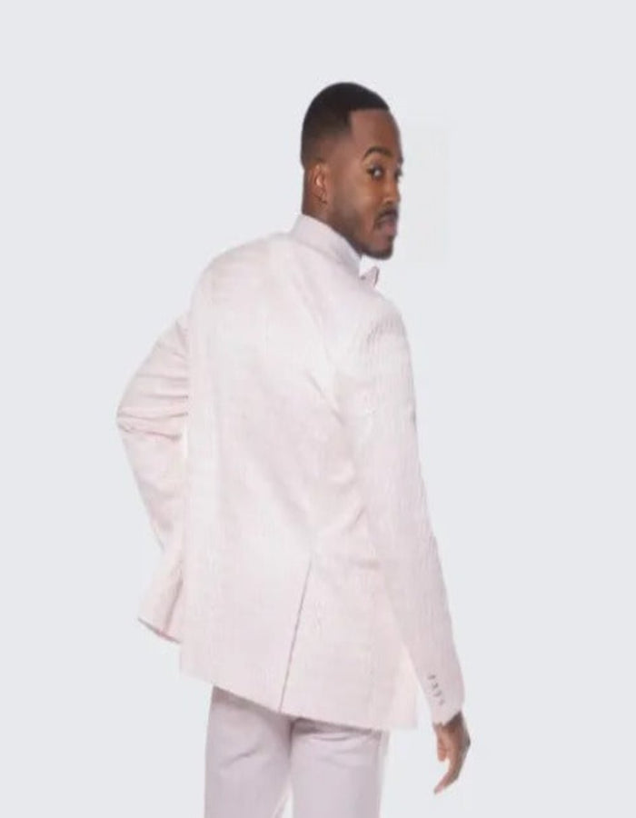 Pink Tuxedo with Textured Pattern Four Piece Set - Wedding - Prom 2026