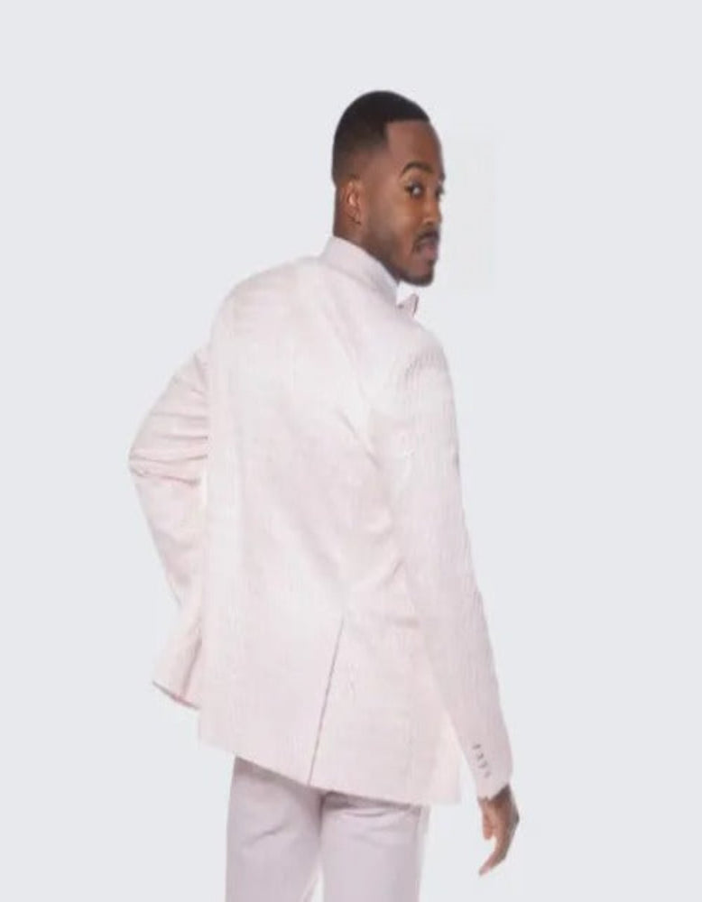 Pink Tuxedo with Textured Pattern Four Piece Set - Wedding - Prom 2026