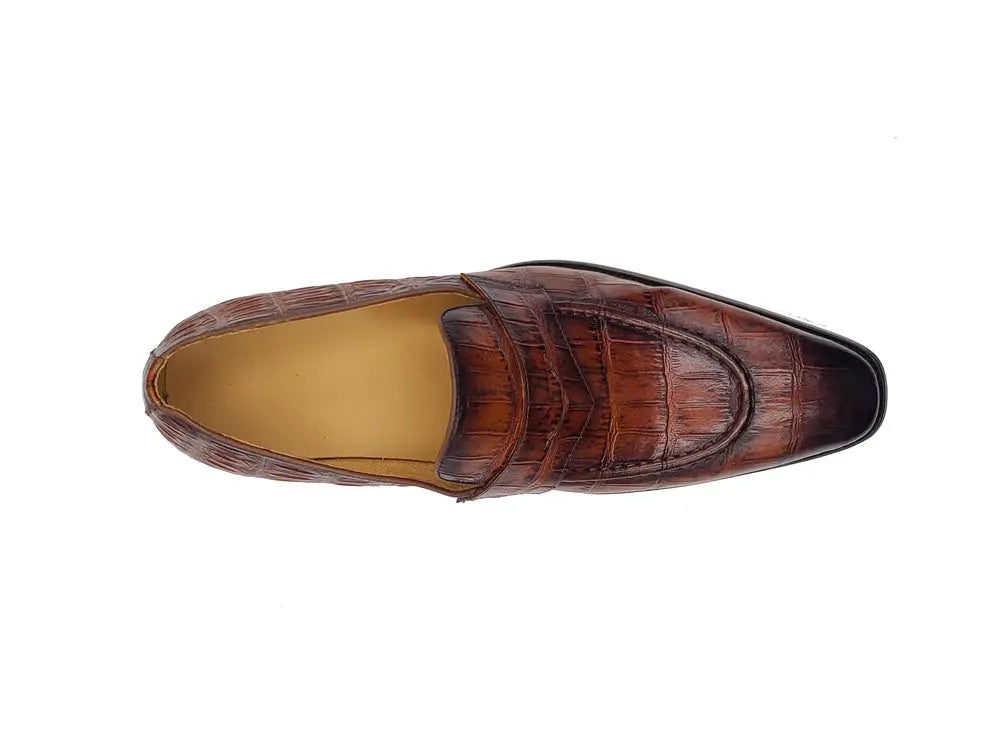 Carrucci Penny Loafer Features Alligator Embossed Calfskin