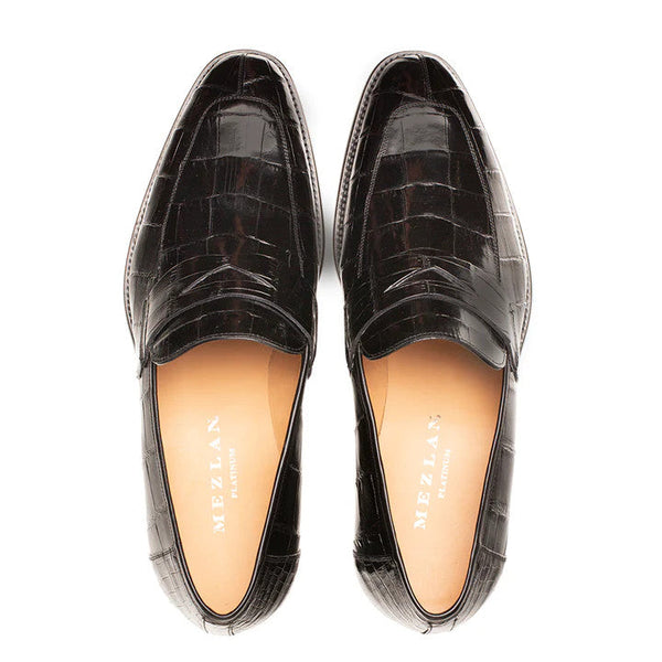 Piccolo Alligator Penny Loafer Black By Mezlan Made In Spain Brand