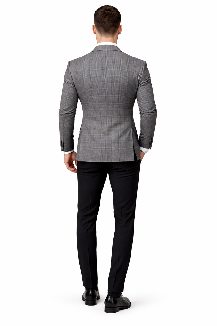 Plaid Blazer - Windowpane Blazer - Grey Blazer