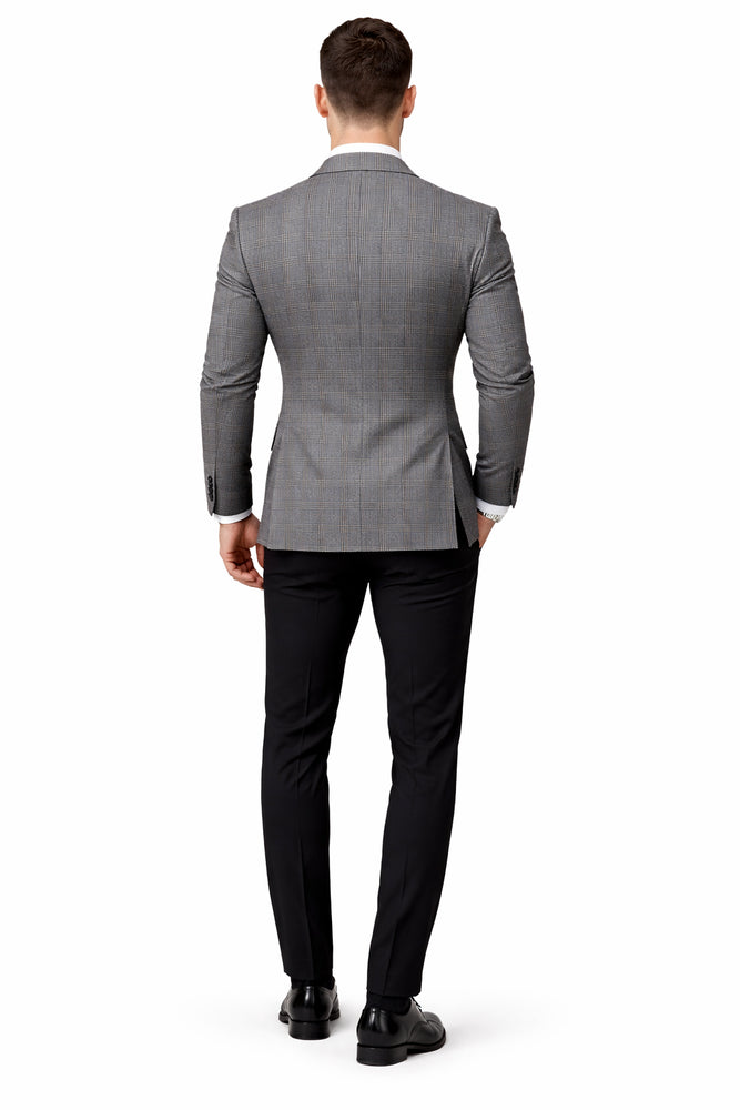 Plaid Blazer - Windowpane Blazer - Grey Blazer
