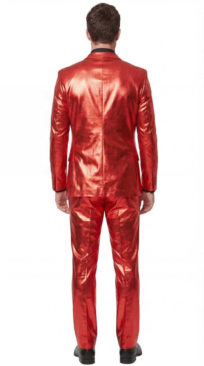 Shiny Metallic Party Red Suit