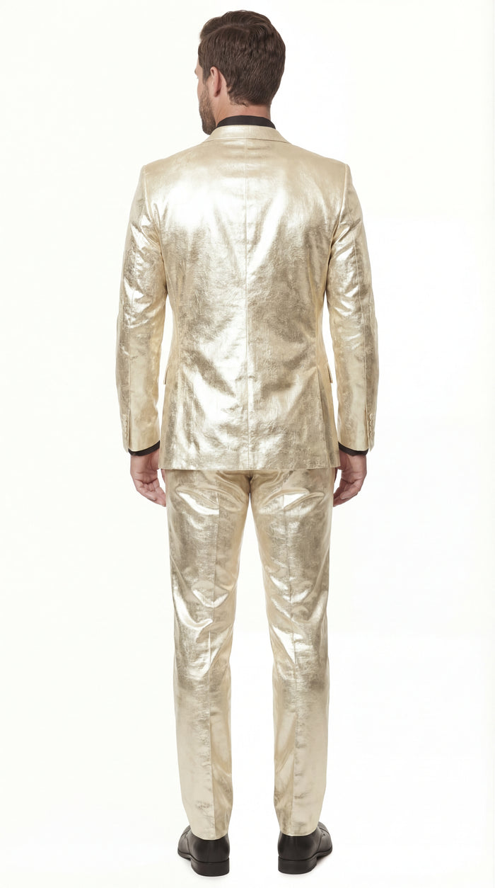 Shiny Metallic Party Champagne Suit