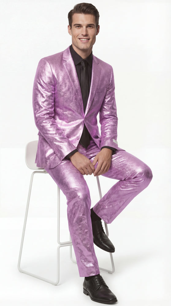 Shiny Metallic Party Lavender Suit