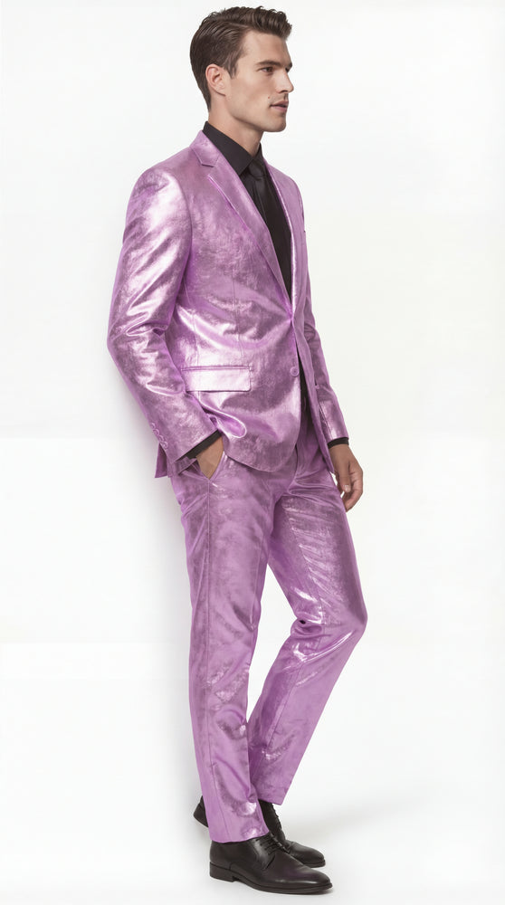 Shiny Metallic Party Lavender Suit