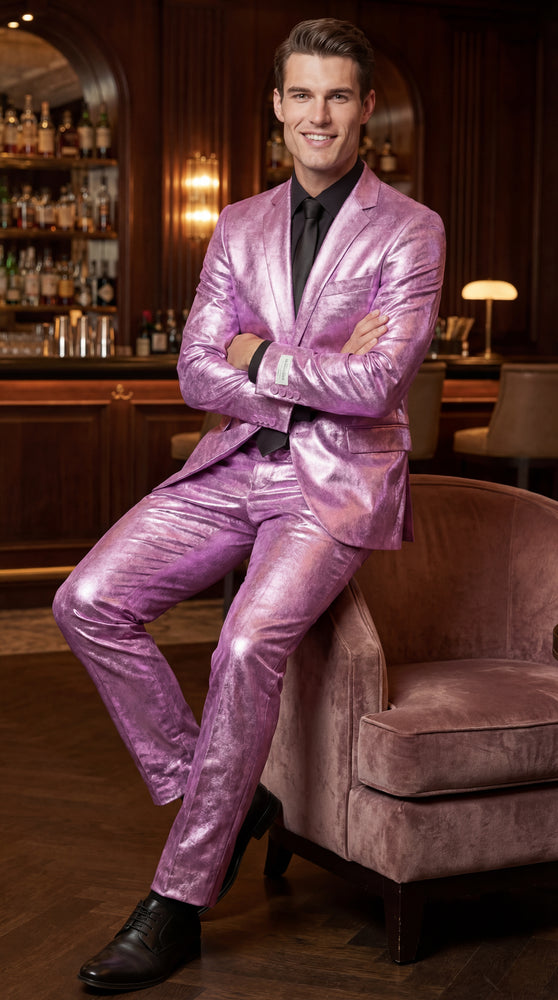 Shiny Metallic Party Lavender Suit