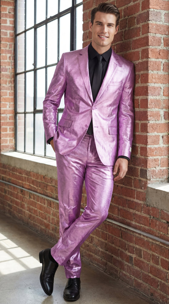 Shiny Metallic Party Lavender Suit